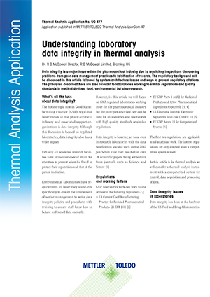Data integrity in thermal analysis