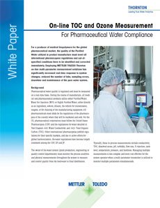 On-line TOC e de medição do ozono para águas farmacêuticas