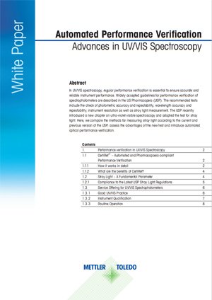 Geautomatiseerde prestatieverificatie - Ontwikkelingen in de UV/VIS-spectroscopie