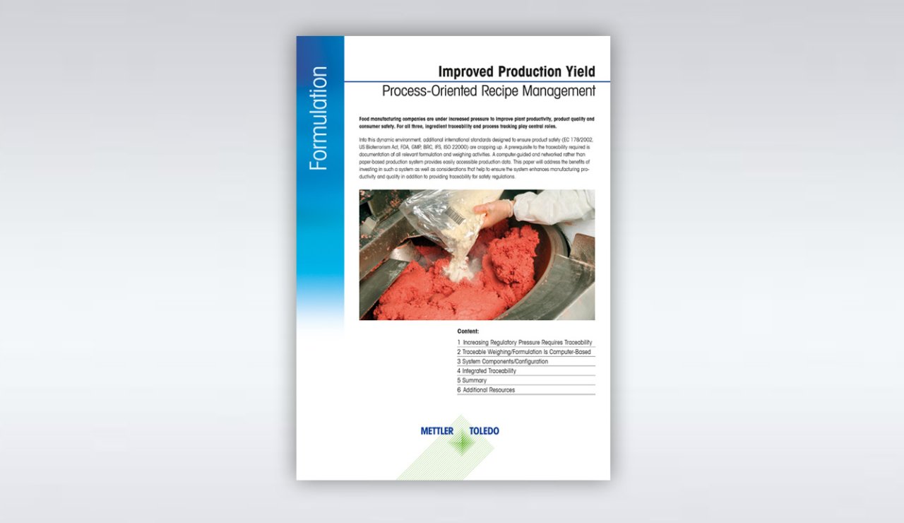 Livre blanc : Amélioration du rendement de la production grâce à la formulation et au pesage informatisés des recettes